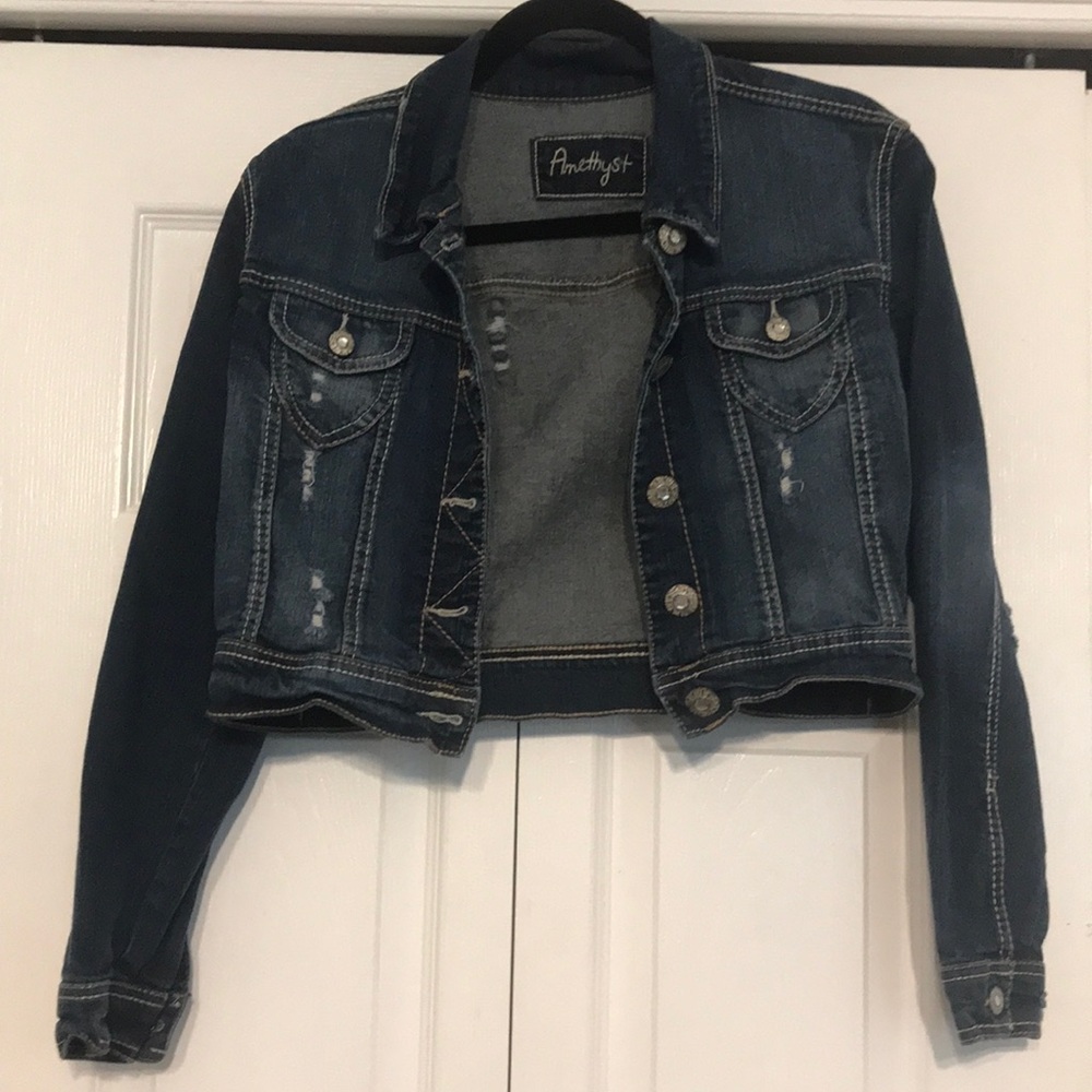 Amethyst Blue Denim Cropped Jacket
